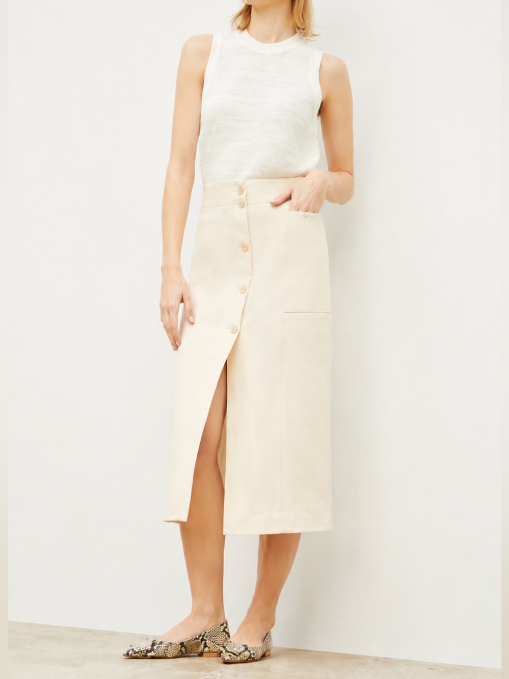 NWT M.M.LaFleur Lane 1.0 Skirt Tusk Size 0 Quiet Luxury Midi